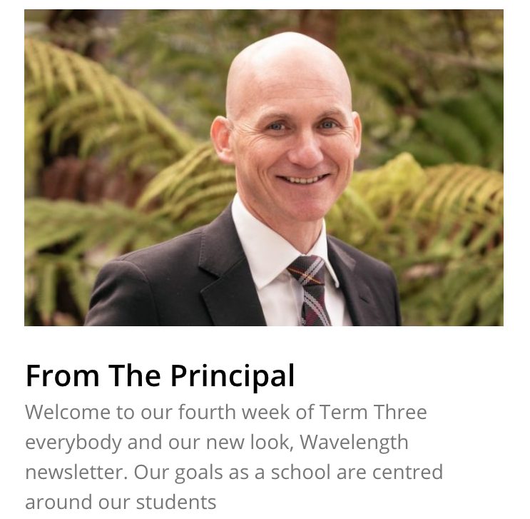 Principal's Address in School Digital Newsletter