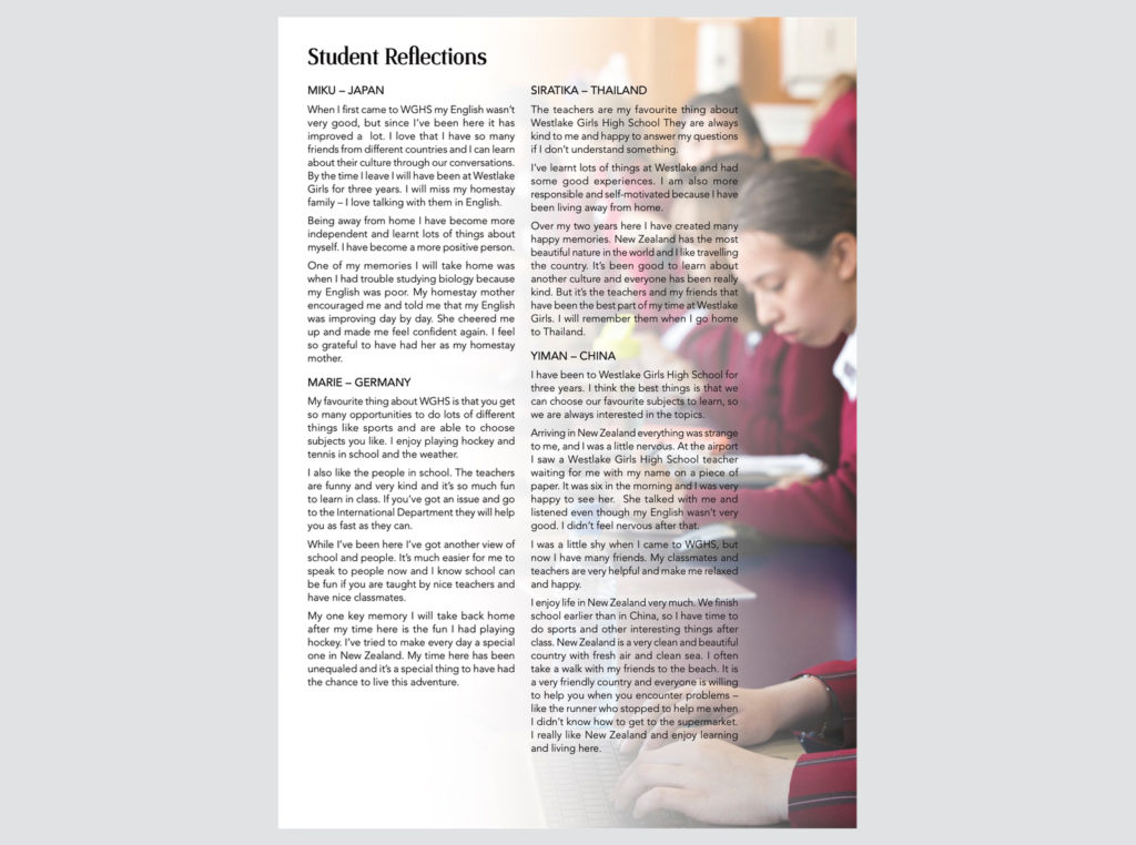 School prospectus reflections and testimonials