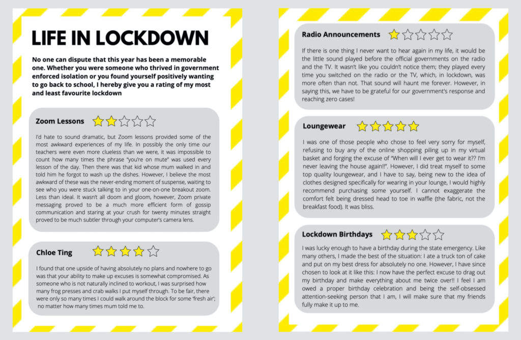 Lockdown ratings from students