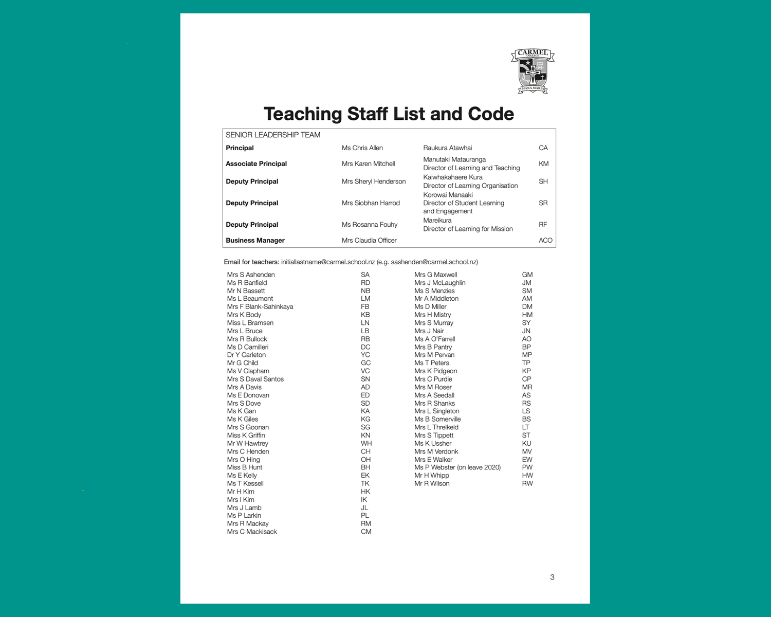 key teaching staff