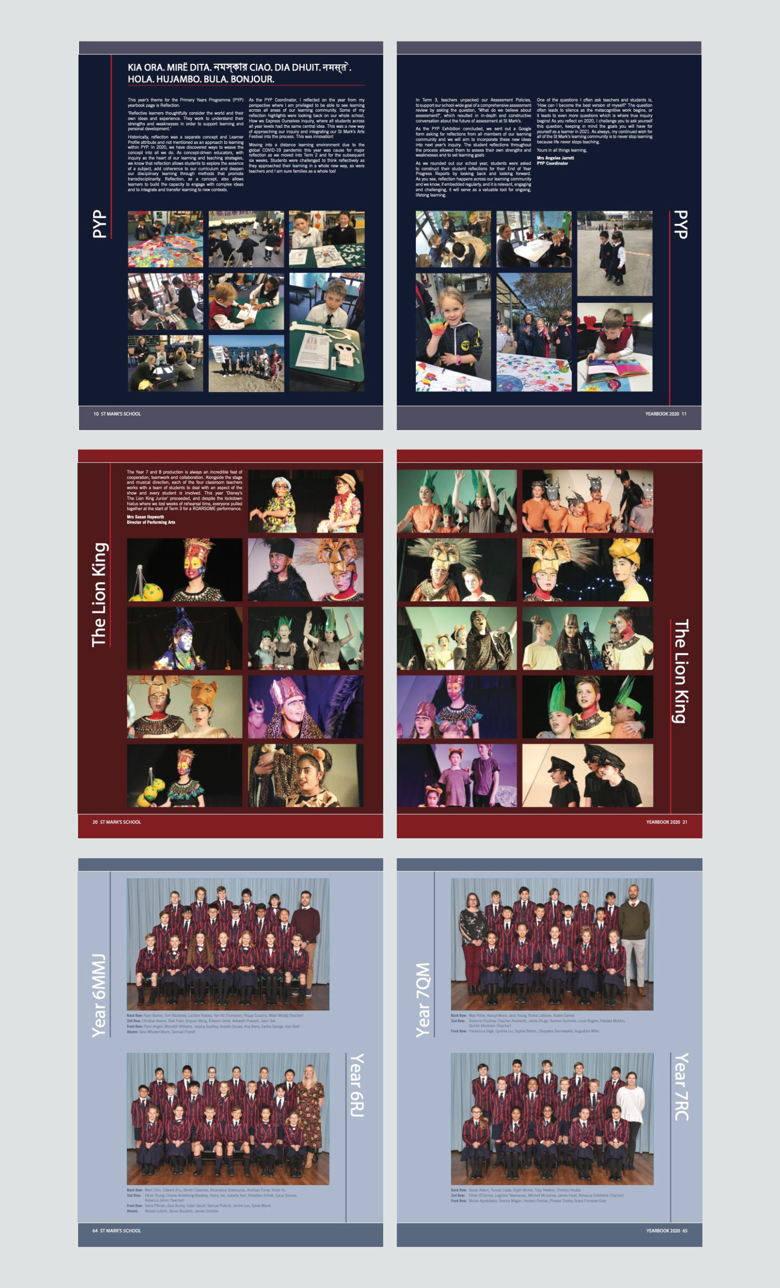 Navy, Maroon and Light Blue Page Designs