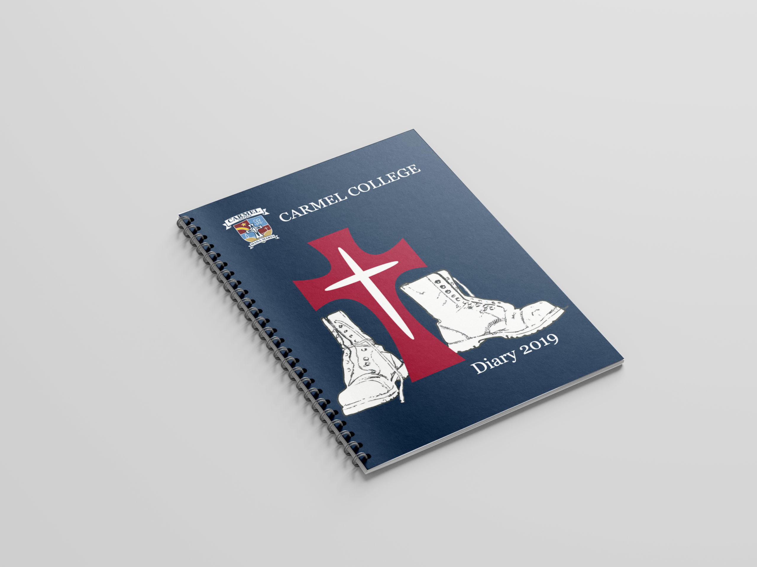 Navy blue, red and white diary design