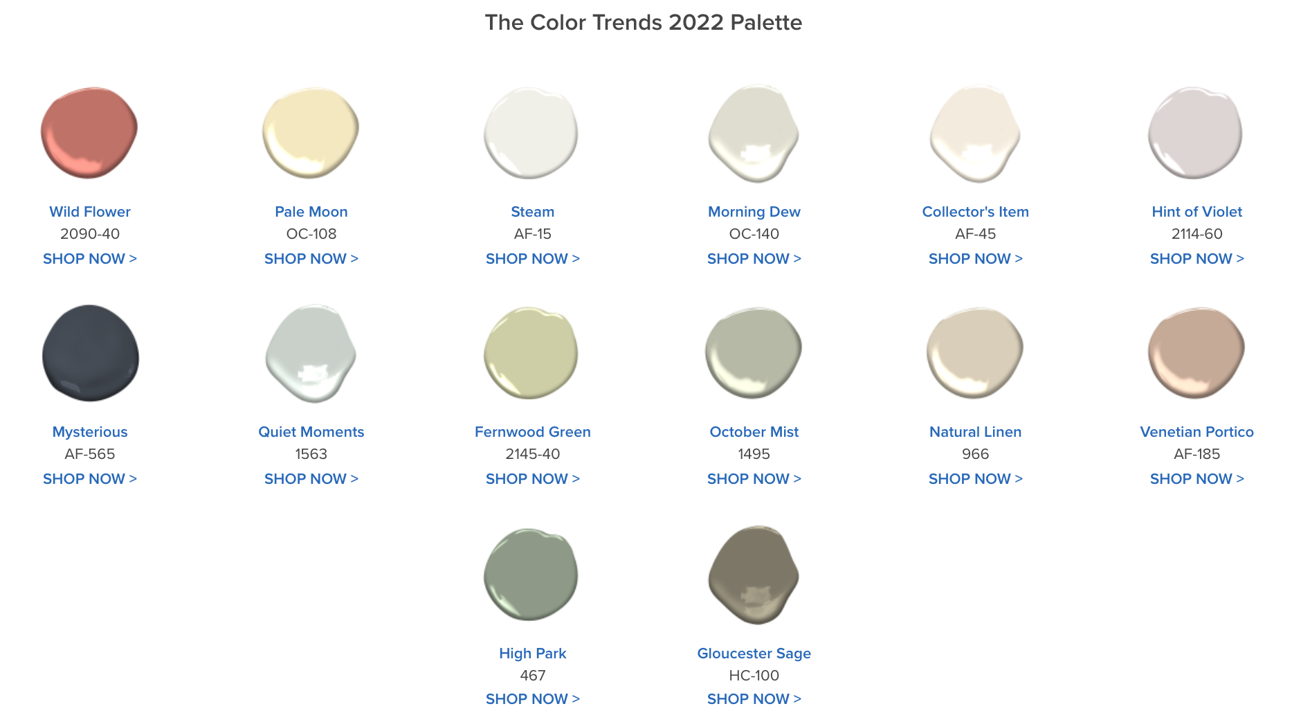 Benjamin Moore Colour Predictions 2022