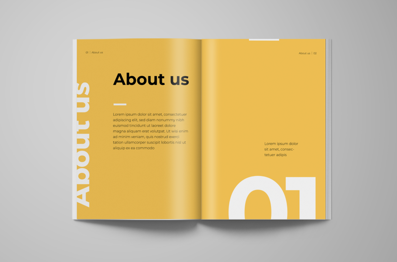 Yellow magazine layout typography design 2022