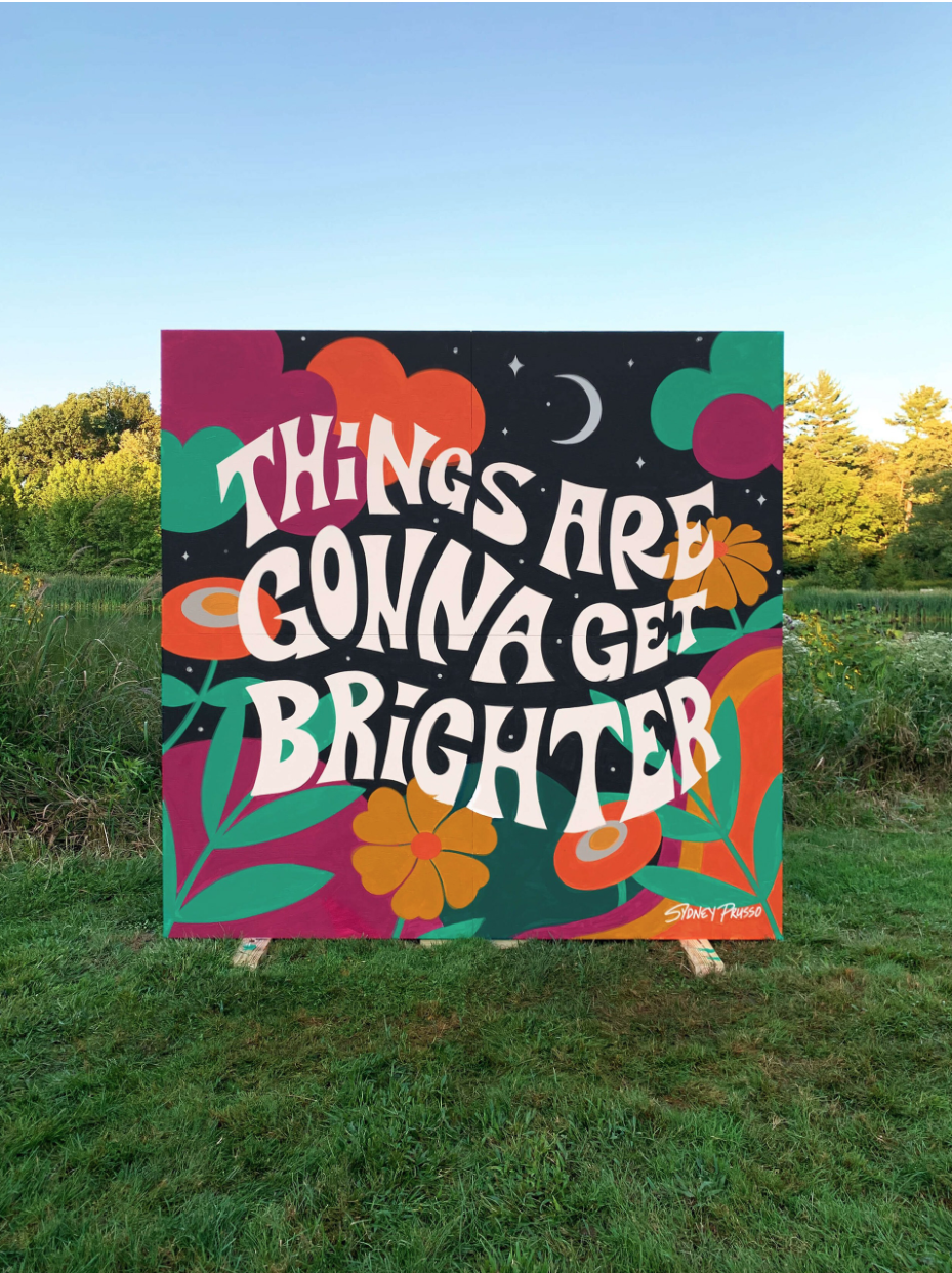 Retro lettering bright mural