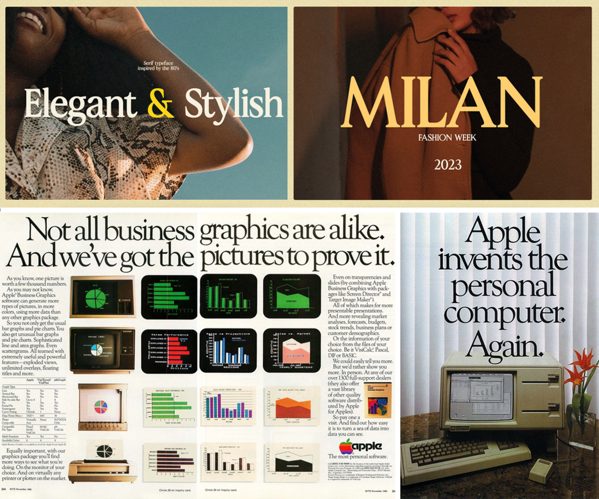 1980s editorial typography style 2023