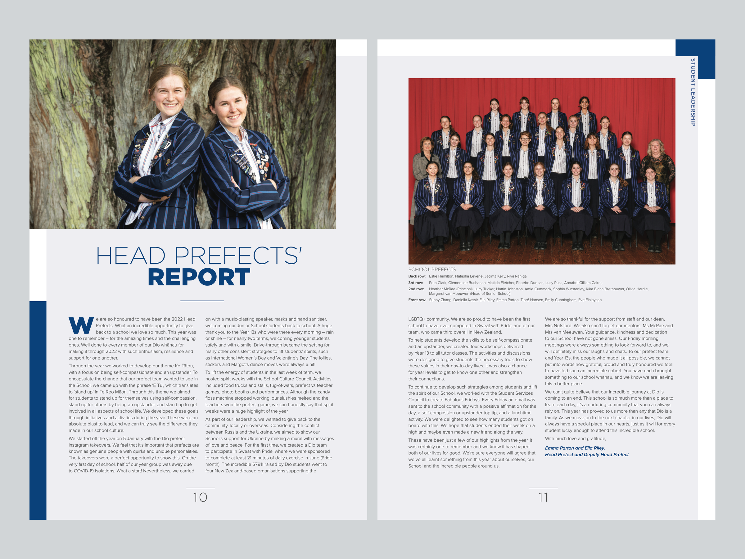 head prefects report 2022 yearbook page